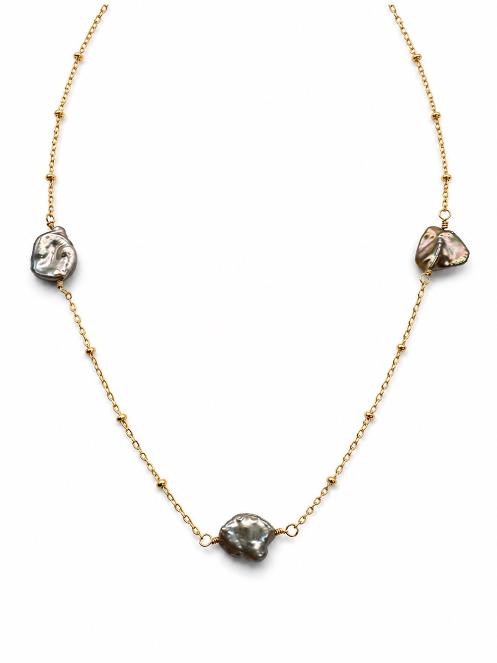 Keshi Freshwater Pearl Satellite Stationary Necklace